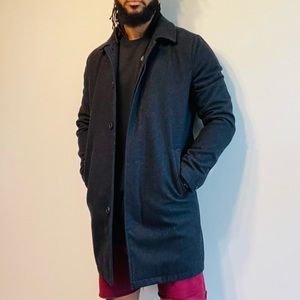 Only & Sons Wool Trench, Color Charcoal, Size M
